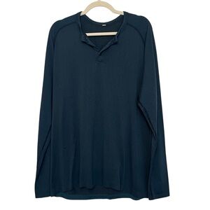 Lululemon Athletica Men’s Metal Vent Tech Long Sleeve Henley Shirt Dark Blue XL